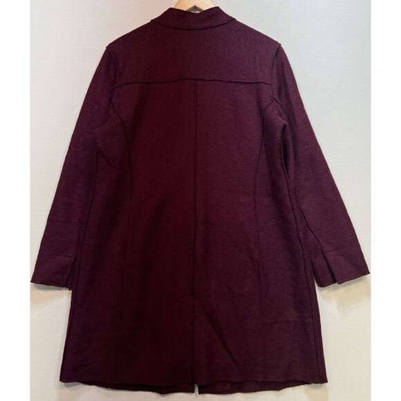 Chico's Women's Wool Blend Overcoat Long Sleeve Stretch Size 2 Burgundy Pockets - Picture 2 of 11
